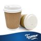 Hot Cup with Lid/8oz/Cawan Air Panas/Disposable Coffee Hot Sweet Corn Cup Thick/S Ripple/Brown+White (25set)